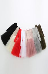 6 Colours Baby Girl Dress Princess Kid Dresses Cute Knit Long Sleeves Gauze Autumn Tulle Bubble Skirt3484129