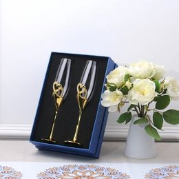Wedding Wine Glasses Handmade Bride And Groom Toasting Flutes Accessories Valentines Day GiftGold Heartsset Of 2 240408