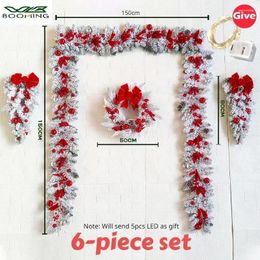 Decorative Flowers 6 Piece Christmas Front Door Decor Wreath Inverted Tree Home Decorations Offers