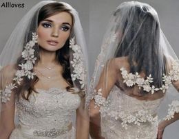 Lace Appliqued Bridal Veils Two Layer Elbow Length Wedding Veil Headpieces Bridal Accessory With Comb AL60443615792