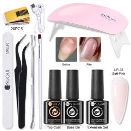 Kits UR SUGAR 7ml Extension Nail Gel Set Nude Clear Quick Building Nail Kit Finger Prolong UV Construction Hard Gel All For Manicure