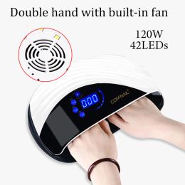 Dresses 2in1 Nail Dryer 42 Leds Powerful Uv Nail Lamp for Manicure Nail Drying with Cooling Fan Fast Auto Sensor Two Hands Nail Art