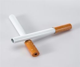 Cigarette Smoke Pipe Aluminium igaratte hitters Spring bat 3quot 2quot Yellow Philtre Colour Cig Shape Tobacco Pipes7861062