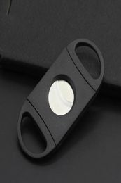 Black Cigar Cutter Knife Pocket Plastic Stainless Steel Double Blades Knife Scissors for Cigar Tobacco 7255583