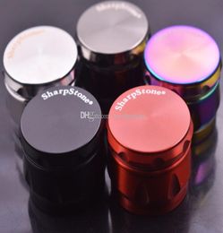 43mm 4pc Black Gold drum rainbow Herb grinders with shape Sharpstone Metal tobacco Grinders For Bongs4418114