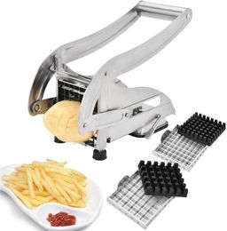 French Fry Cutter with 2 Blades Stainless Steel Potato Slicer Chopper Chipper for Cucumber Carrot Kitchen Vegetable Tools2033908