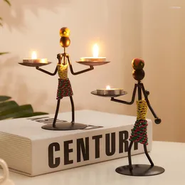 Candle Holders Nordic Retro Metal Holder Abstract Character Sculpture Home Decoration Christmas Wedding Decorations