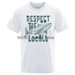 Men's T-Shirts Respect The Locals Personality Print Men Cotton Oversized Short Sleeve Shirt Loose T-Shirt Breathable Casual Tops H240408