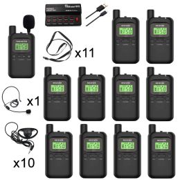 Microphones Wireless Whisper Tour Guide System Simultaneous Interpretation 1 Transmitter with 2 Microphones, 10 Receivers, 1 Charger