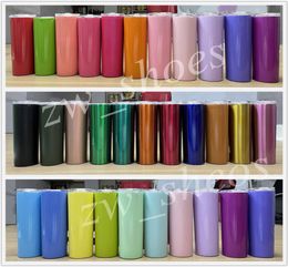 30 Color SEA 20oz Seamless Skinny Tumblers with Lid Straw 20ounce Stainless Steel Straight Cups Double Walled Insulated Slim Water7239901