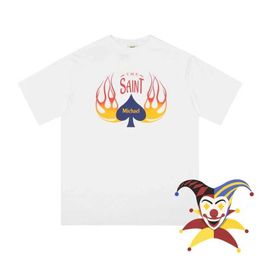 Men's T-Shirts Saint Michael T-Shirt Men Women Flame Peach Blossom Print Tees T Shirt J240402