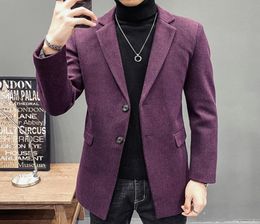 Men039s Trench Coats Purple Coat Slim Fit Mens Long Black Woolen Autumn Jacket Stylish Man 2021 Winter Elegant Gentleman6702237