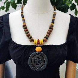 Pendant Necklaces Lii Ji Real Stone Brown Color Necklace 76cm Jade Unkaite Coral Agate Women Stock Sale Jewelry