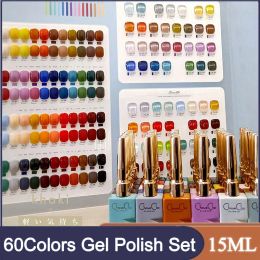 Gel 60Colors Gel Polish Set High Quality Enamel Varnish Nail Gel For Nail Salon Nail Art Design Different Bottle Soak Off UV Gel Kit