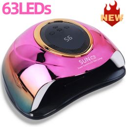 Dryers Powerful 63LEDs Nail Dryer Lamp for Fast Curing Gel Nail Polish With Smart Sensor Manicure Lamp Nail Supplies For Professionals