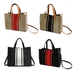 Shoulder Bags Women's Bag Canvas Crossbody For Women Hit Colour Stripe Printing Ladies Top-handle Large Capacity Tote Handbags