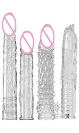 Transparent Penis Sleeve Extender Male Dildos toy Reusable Delay Ejaculation Penis Enlargement Sexy Toys for Men 4 Types9333542