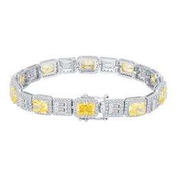 Elegant S925 Silver High Carbon Diamond Bracelet Square Cubic Zirconia Setting 5X7 mm Main Stone Luxurious Shine - Perfect Gift for Any