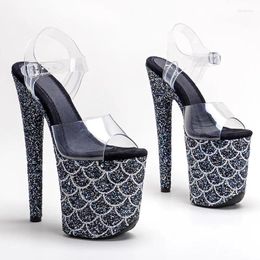 Dance Shoes Women 20CM/8inches PVC Upper Sexy Exotic High Heel Platform Party Sandals Pole Model Shows 149