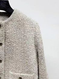 Women's Jackets Autumn And Winter French Elegant Fashionable Metal Button Round Neck Thick Tweed Short Coat For Women