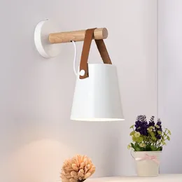 Wall Lamp Retro Minimalist Original Solid Wood Belt Bedroom Bedside Creative Corridor Decorative