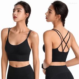 Bras Sports Bra Womens Cross Back Sport Padded Strappy Cropped Yoga Crop Top Workout Fitness Bralette