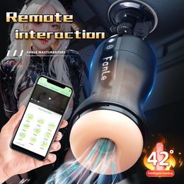 Bluetooth Automatic Male Masturbator Cup Blowjob Sucking Heated Pussy Sex Machine for Men APP Remote Control Penis Vibrator Toy 240402