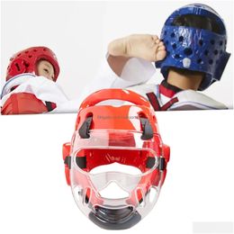 Outdoor Fitness Equipment Products Kickboxing Headgear With A Removable Face Shield Ventilated Durable For Taekwondo Drop Delivery S Dh2T6