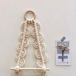 Tapestries INS Hanging Rope Toilet Paper Holder Roll Macrame Storage Rack Wall Shelves Hand-woven Decoration