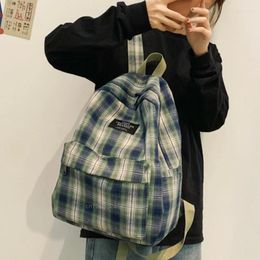 Backpack Fashion Plaid Leisure Women Canvas Schoolbags Retro Large Capacity Japanese Teenage Girls Travel Harajuku Bag Femme