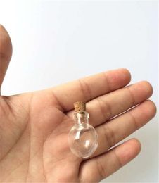 Round Ball Mini Bottles Pendants Necklace Small Glass Bottles With Cork Gift Glass Jars Vial 20pcs3501899