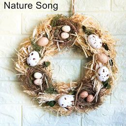 Decorative Flowers Easter Eggs Wreath Wedding Party Craft Decor Handmade Spring Door Home Accessories Wreathes Rustic Decoration