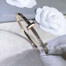 High grade Tiffancy designer bangle Bracelet Narrow Version High Version CNC Exquisite Carving Process Diamond Same Double Buckle Bracelet Original 11 With Real Lo