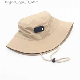 Wide Brim Hats Bucket hat Designer Quick drying Pull rope windproof and waterproof summer outdoor fishing mens womens thin breathable visor Q240408