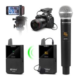 Microphones Debra Audio DV02 UHF Wireless Handheld/lavalier Clip Microphone Ce Radio Tv Broadcasting Equipment with Monitoring 50m Black