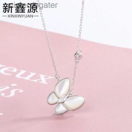 High Version Original 1to1 Brand Vancefe Necklace S925 Silver Plated 18k White Beige Butterfly Necklace for Womens Collarbone High Quality Choker Necklace