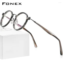 Sunglasses Frames FONEX Acetate Titanium Glasses Men Vintage Round Prescription Eyeglasses Frame Women Optical Spectacles Korean Eyewear