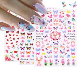 3D Butterfly Sliders Nail Stickers Colorful Flowers Red Rose Adhesives Manicure Decals Nails Foils Tattoo Decorations NP0035659738