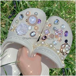 Jewelry Shoe Parts Accessories Iy Charms For Shoes Brooch Girl Pearl Decaration Artificial Diamond Buckle Chains Shoelace Drop Deliver Dhrjd