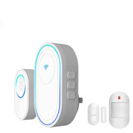 Doorbells 433Mhz Doorbell Alarm System Smart DoorBell Wireless Strobe Siren 58 Sound Light Siren Compatible 433MHz Wireless Sensor