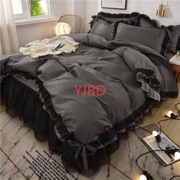 Bedding Sets YJBD Garden Style Black Lace Four-piece Princess Wind Bed Skirt 1.5/1.8m Set Comforter Home