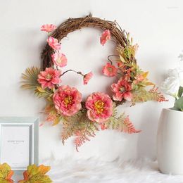 Decorative Flowers Peony Garland Facade Wall Decoration Hanging Ring Home Diy Weaving Simulation Dead Branch Rattan
