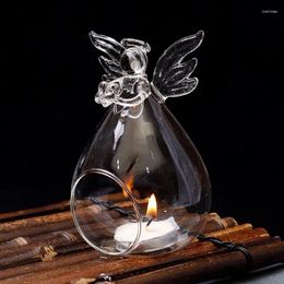 Candle Holders Angel Shaped Glass Holder Handmade Exquisite Home Office Wedding Desktop Decoration Vase Gift Creative Ornament