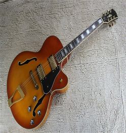 New Arrival G Custom L5 Jazz CES Archtop Semi Hollow Electric Guitar Orange Colour In Stock2231909