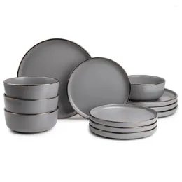 Plates Thyme & Table Dinnerware Ava Stoare 12 Piece Set