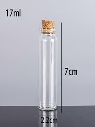 17ML 22X70X125MM Small Mini Clear Glass bottles Jars with Cork Stoppers Message Weddings Wish Jewelry Party Favors9744823