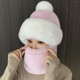 Berets Hats For Winter Women Windproof Scarf Hat Warm Set Soft Knitted H Cold Proof Ear