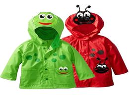 2 3 4 5 6 Y Baby Rain Coat for Kids Clothes Girls Green Frog Red Bee Cute Hooded Waterproof Raincoat Boy Windproof Trench Jacket Y6038760