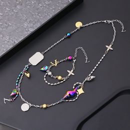 Europe America Fashion Style Chain Shell Necklace Bracelet Men Silver-colour Finish Metal Engraved V Initials Conch Pendant Jewelry Sets M01495 M1227A M01488