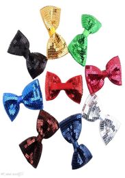 Christmas Embroidery Sequin Bows Glitter Barrettes With Clip For Baby Girls Christmas Gifts Kids Hair Diy Accessories 18colors Gga4590040